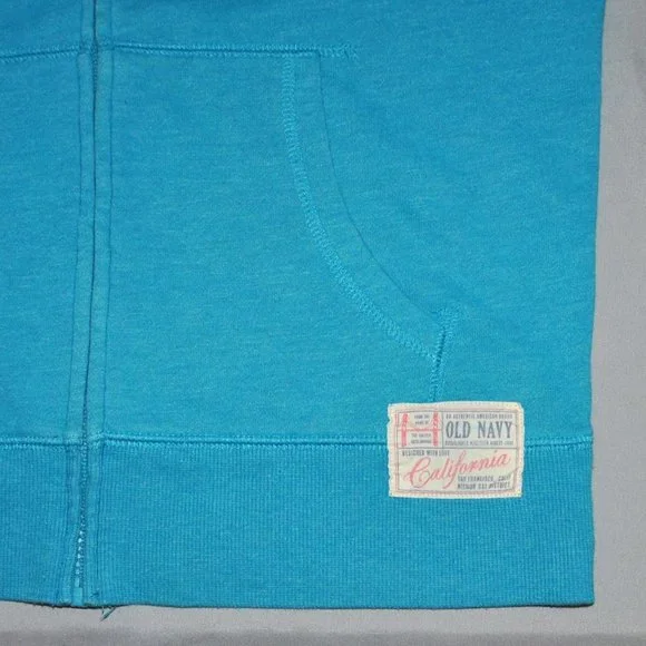 Old Navy Women's Sweatshirt Size Medium Blue Graphic Print Full Zip Hoodie - Picture 5 of 8